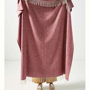 Anthropologie Merlot Herringbone Throw Blanket